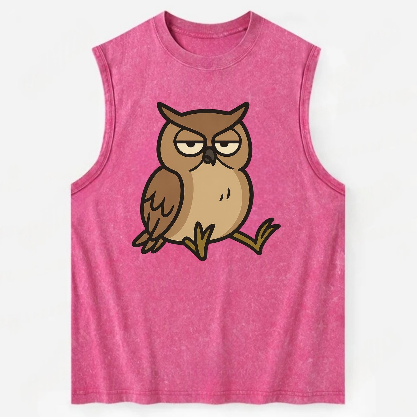 The Owl Judging Silently - Vintage Washed Tank - Pink