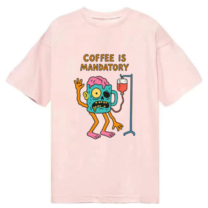 COFFEE IS MANDATORY | Zombie mug with IV drip - Classic T-shirt - Pink