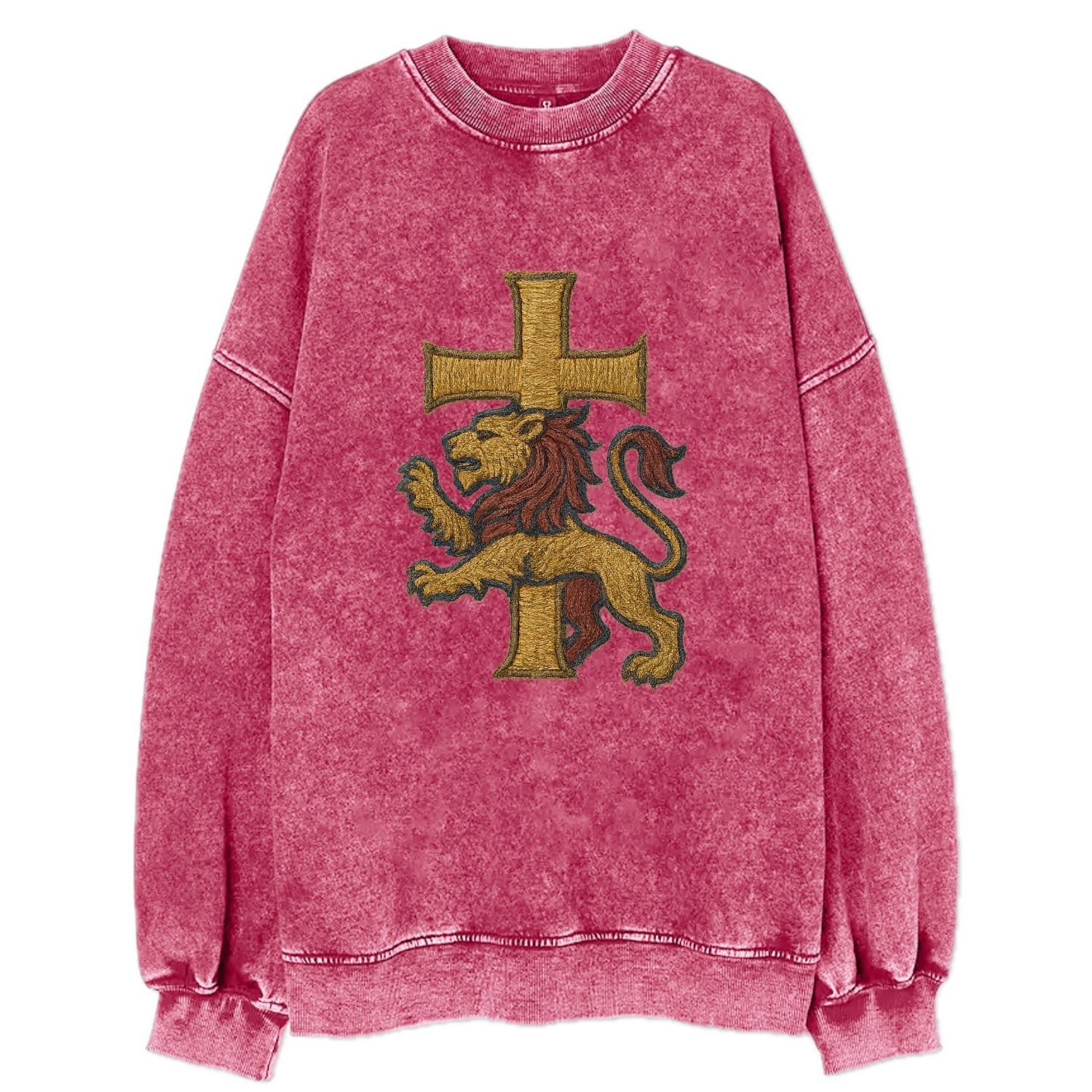 Lion and Cross  - Vintage Sweatshirt - Pink