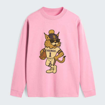 Minneapolis Lynx wearing Vikings beanie with Norse patch and wayfarer - Classic Long Sleeve Shirt - Pink