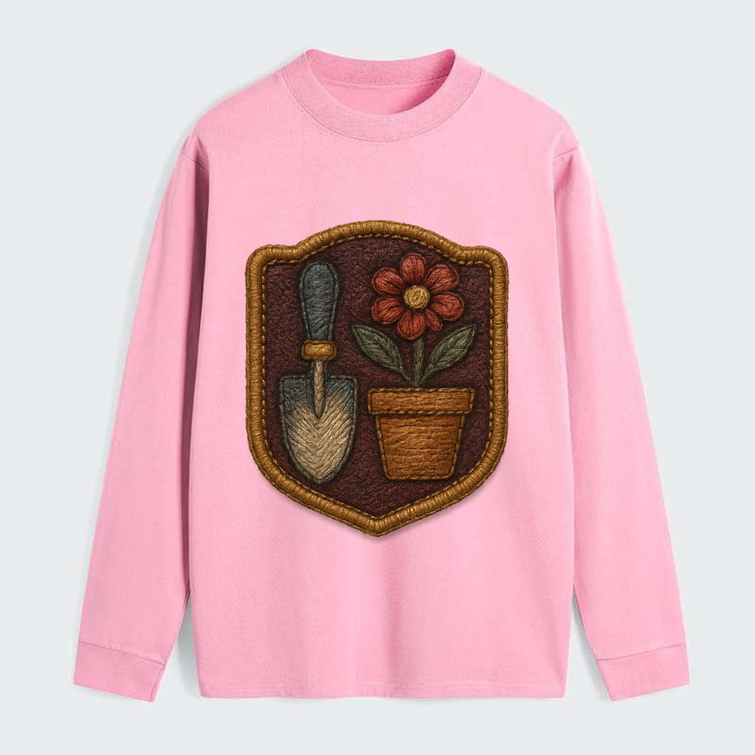 Garden trowel with flower pot - gardener badge - Classic Long Sleeve Shirt - Pink