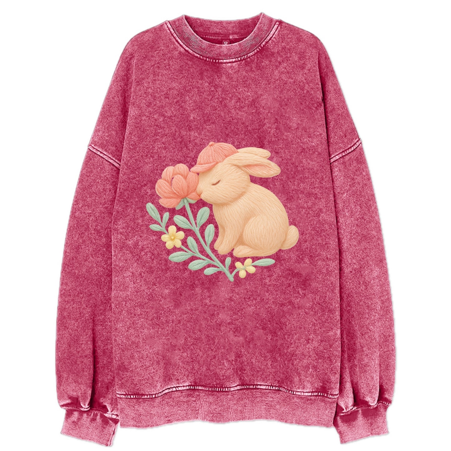 Peach Bunny - Vintage Sweatshirt - Pink