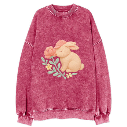 Peach Bunny - Vintage Sweatshirt - Pink
