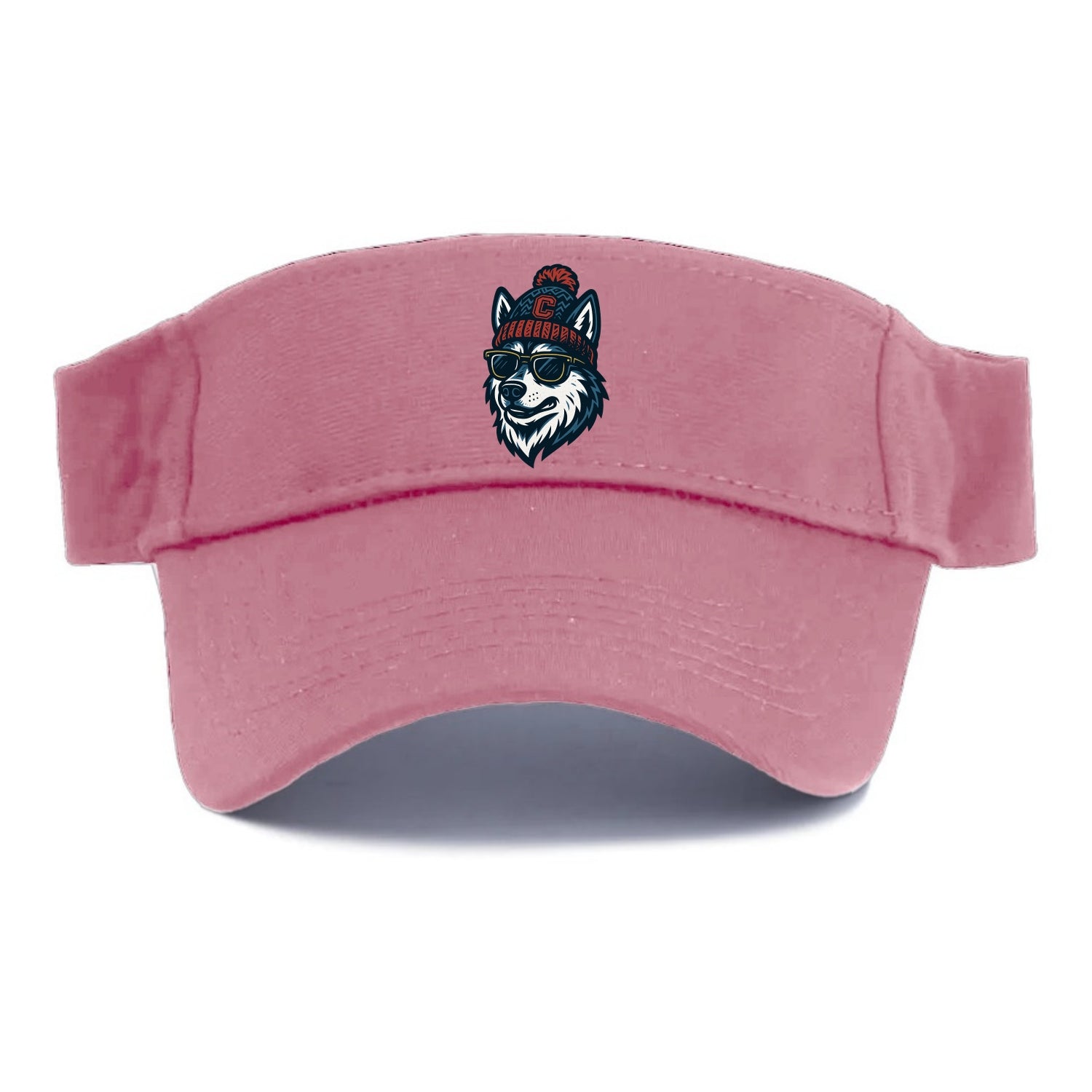 Storrs Husky wearing UConn beanie with C patch - Visor - Pink