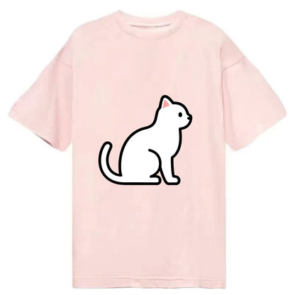 Domestic Shorthair - White classic flat side profile - Classic T-shirt - Pink
