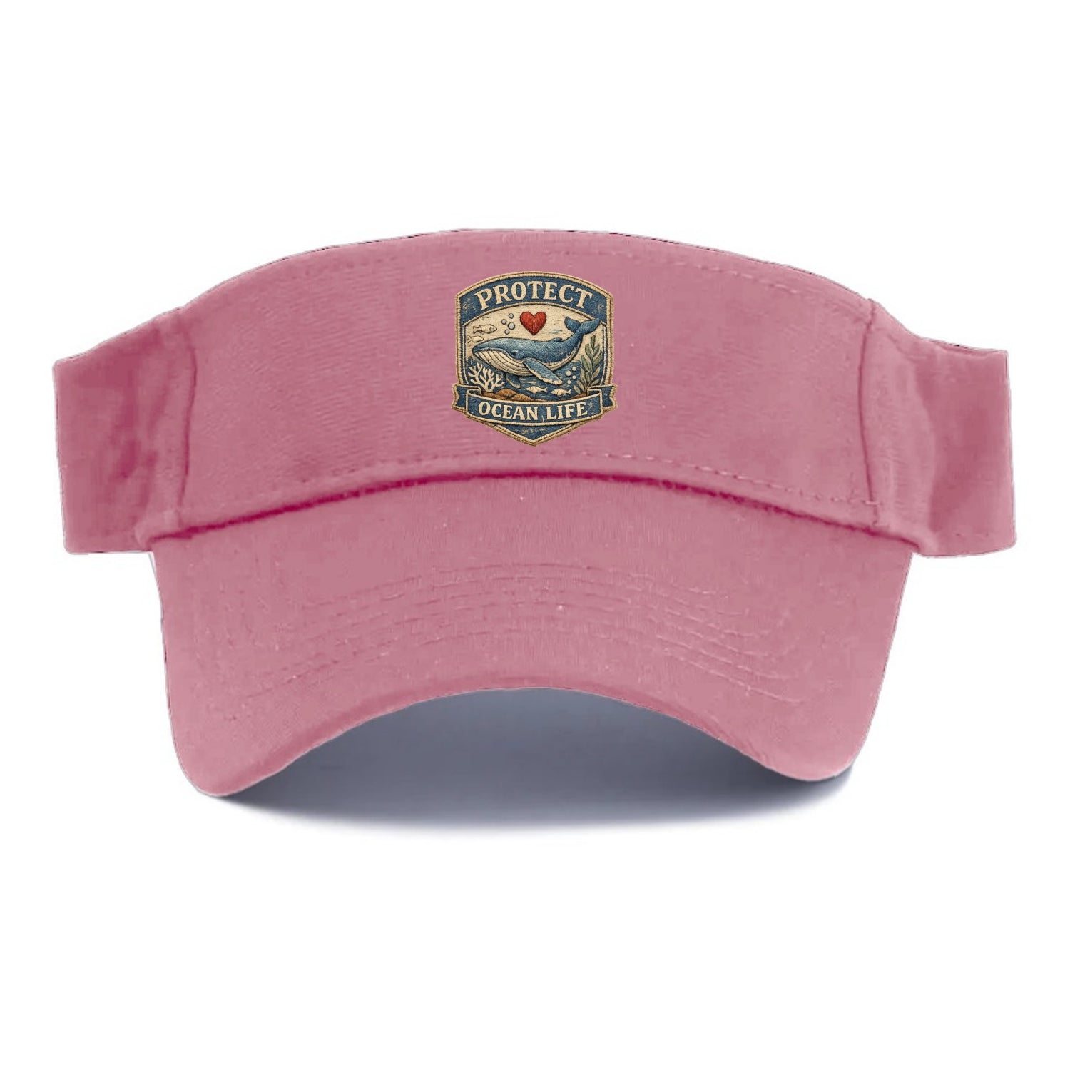 PROTECT OCEAN LIFE - whale with heart in blue , marine conservation - Visor - Pink