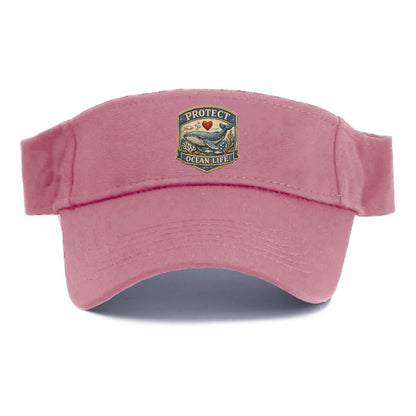 PROTECT OCEAN LIFE - whale with heart in blue , marine conservation - Visor - Pink