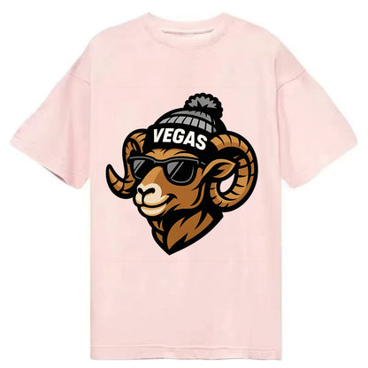 Vegas Desert Bighorn wearing Raiders silver and black beanie with pom pom and - Classic T-shirt - Pink
