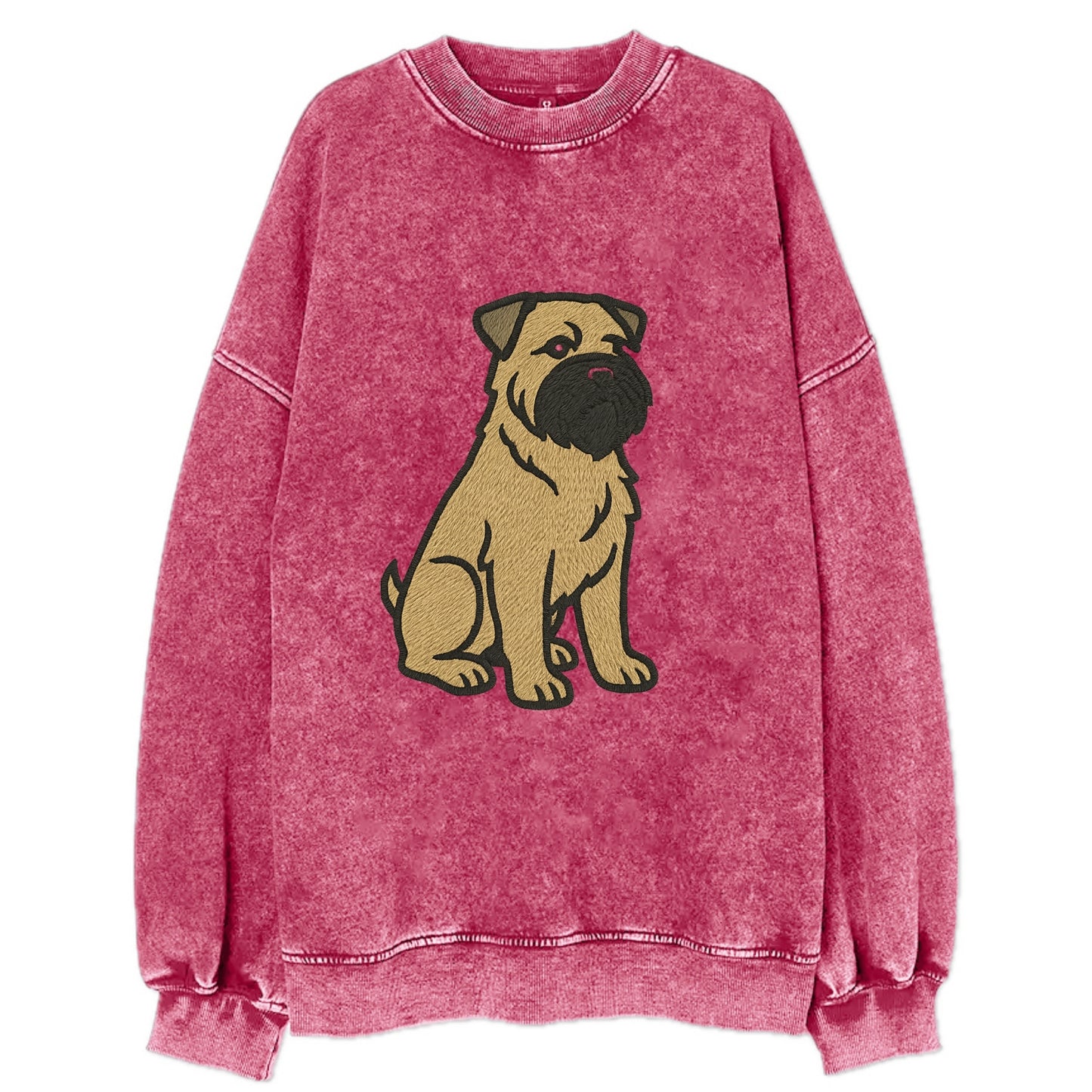 Bouvier des Flandres - Fawn rough coat embroidered design - Vintage Sweatshirt - Pink