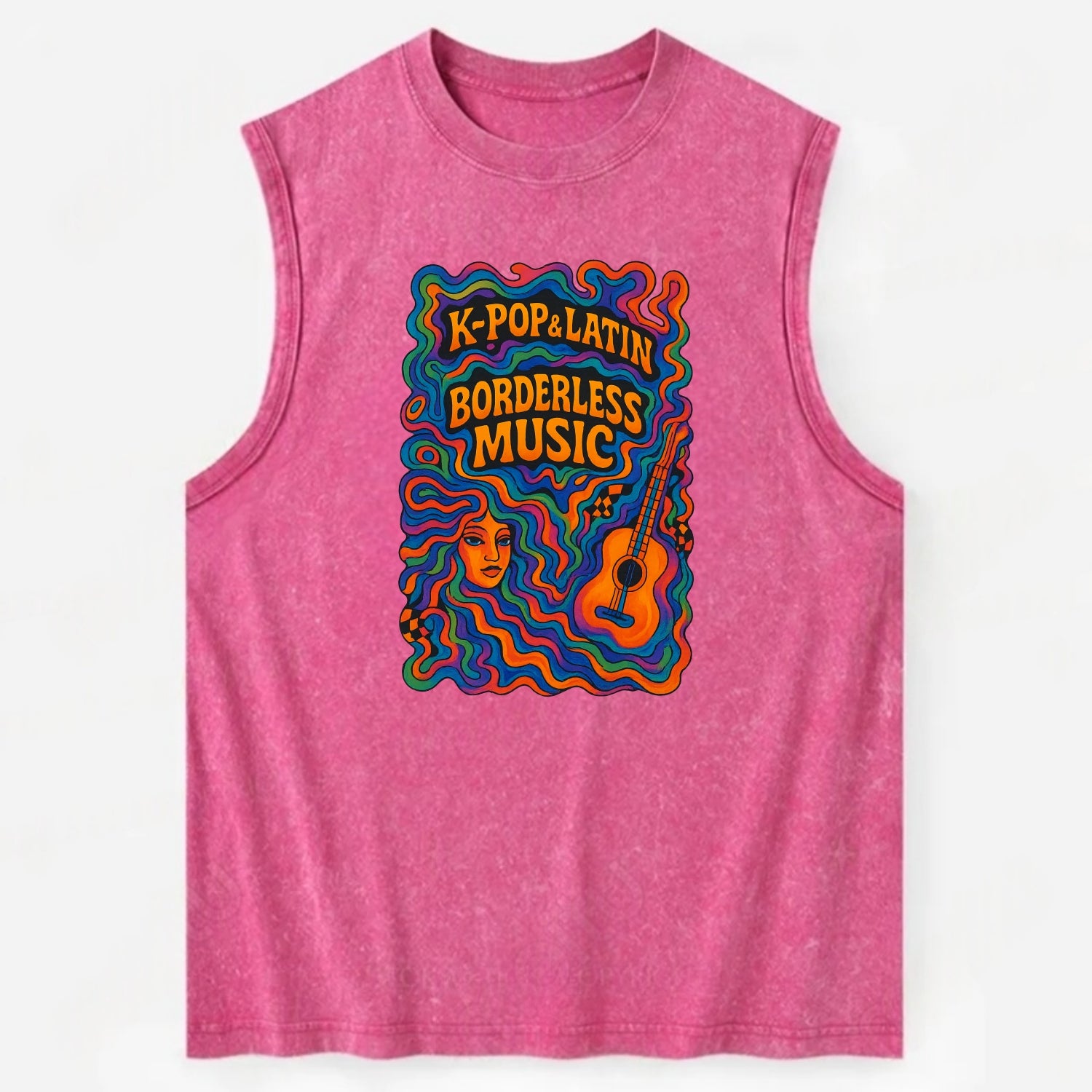 K-Pop and Latin fusion explosion - "Borderless Music" - cross-cultural sounds - Vintage Washed Tank - Pink