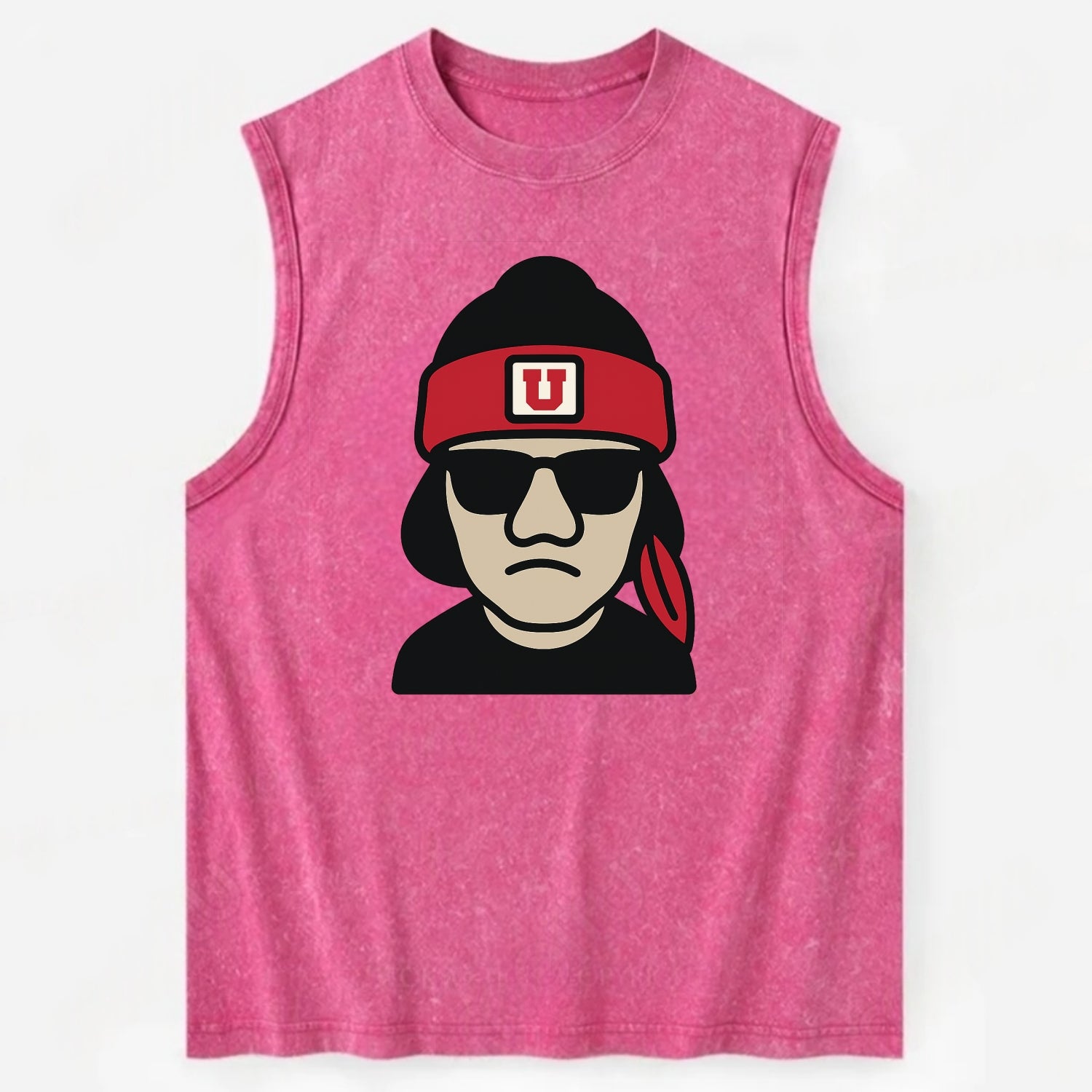 Salt Lake Ute wearing Utah beanie with U patch - Vintage Washed Tank - Pink