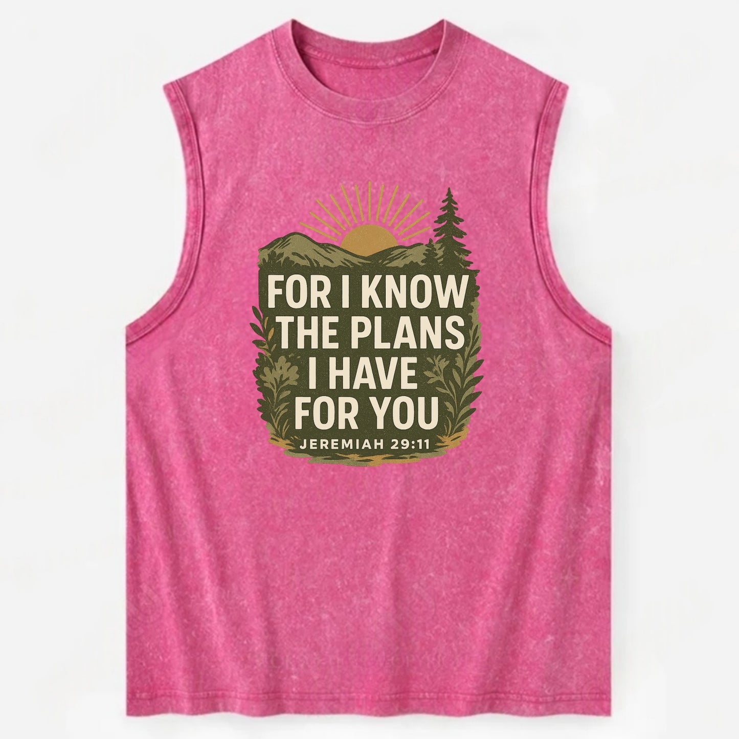 Jeremiah 29:11 Sunrise - Vintage Washed Tank - Pink