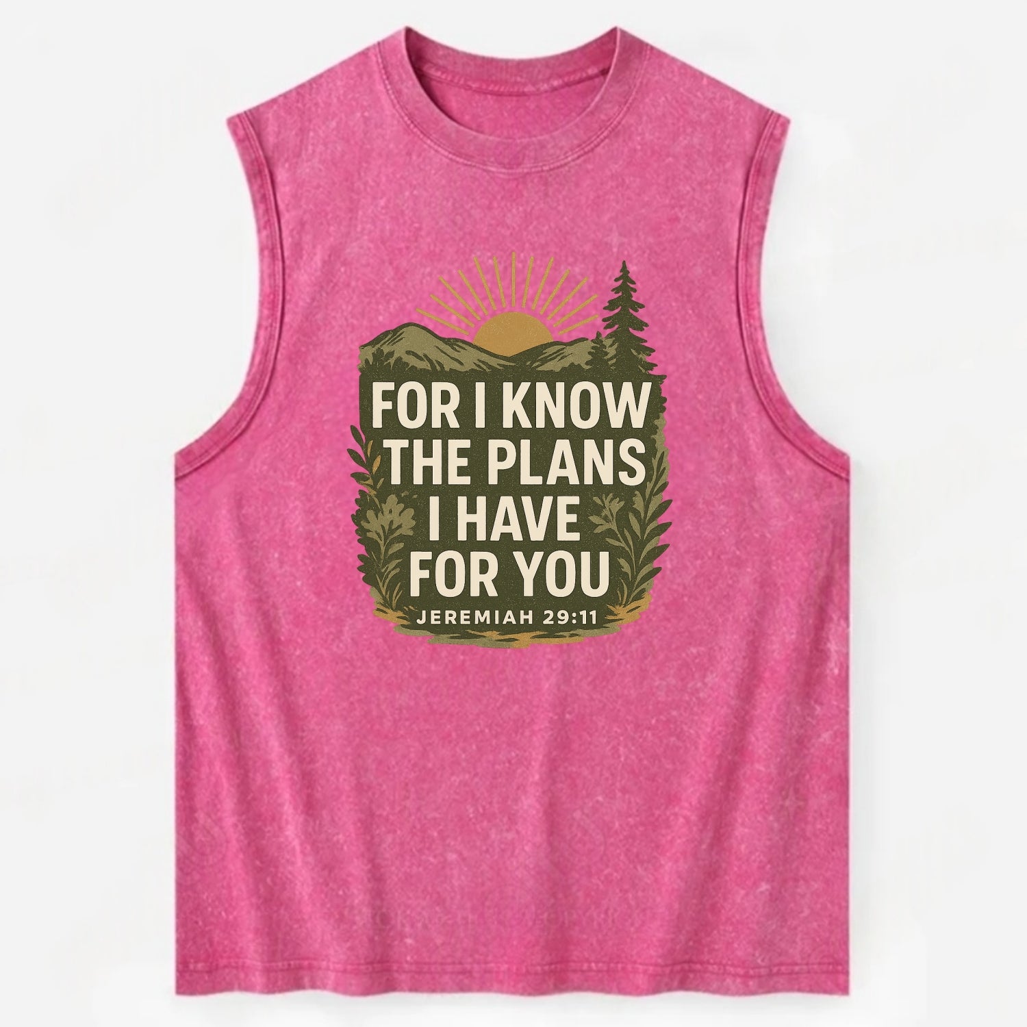 Jeremiah 29:11 Sunrise - Vintage Washed Tank - Pink