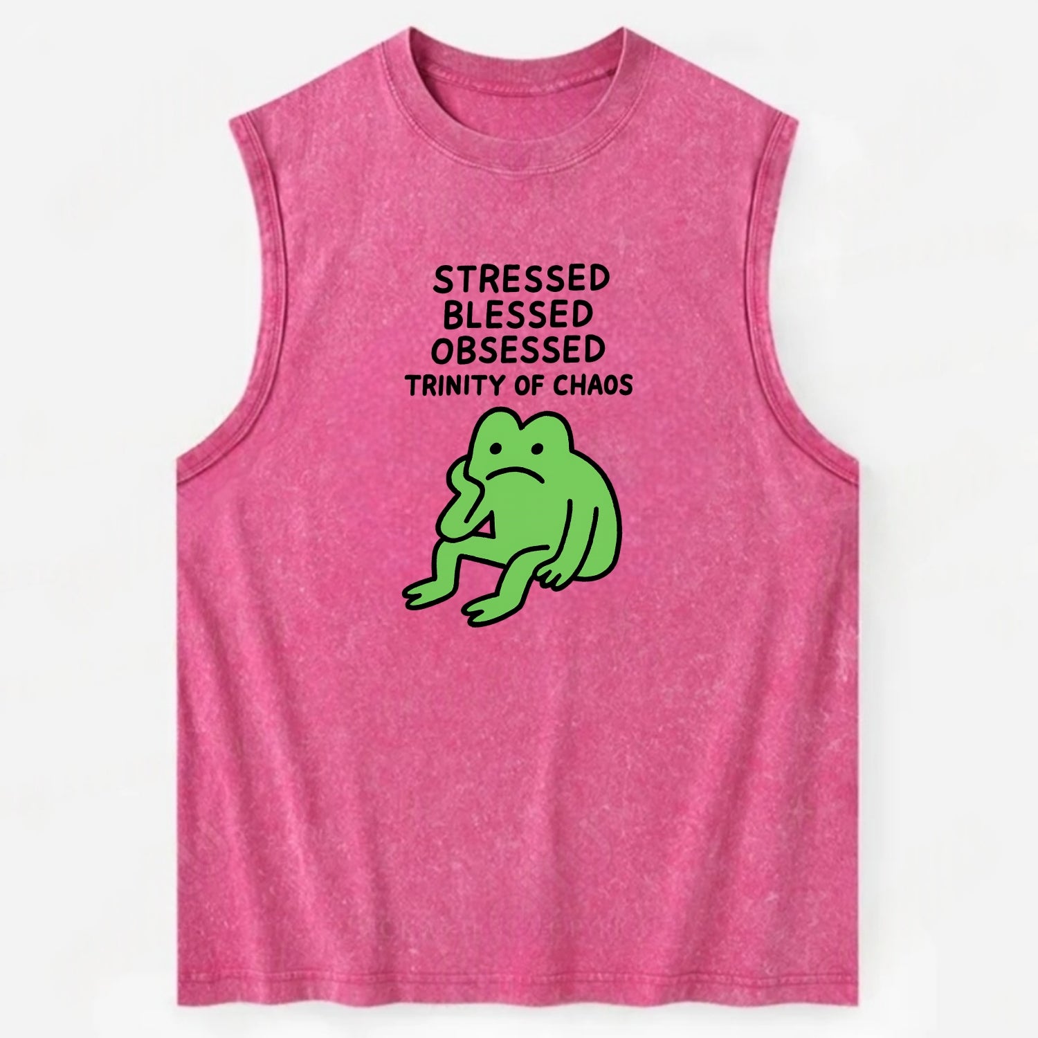 STRESSED BLESSED OBSESSED | Trinity of chaos - Vintage Washed Tank - Pink
