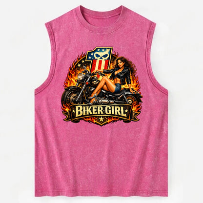 Vintage Biker Pin Up - Vintage Washed Tank - Pink