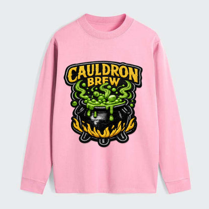 CAULDRON BREW - bubbling pot in black and green , witch craft - Classic Long Sleeve Shirt - Pink