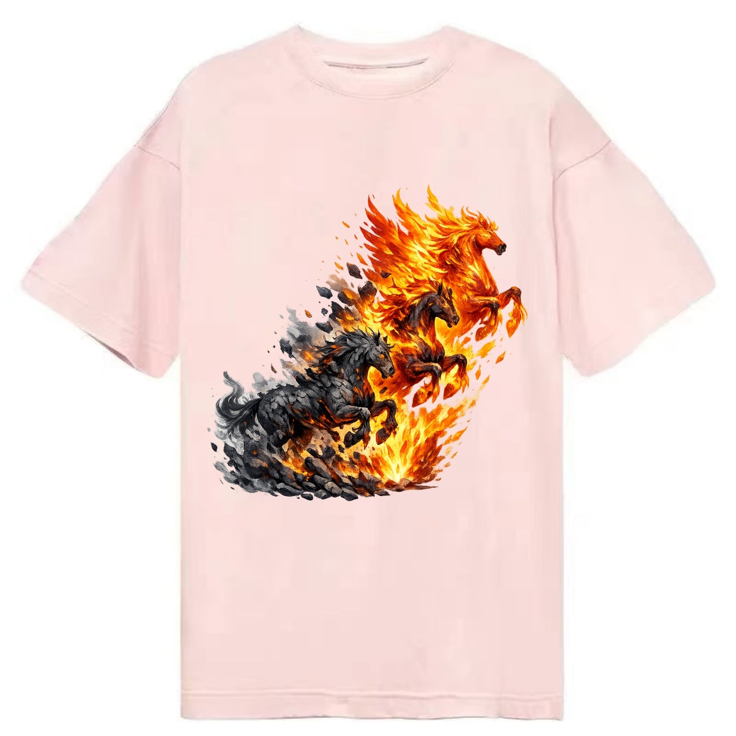 INFERNO STALLION | Horse made entirely of living flames | Blazing mane and tail | - Classic T-shirt - Pink