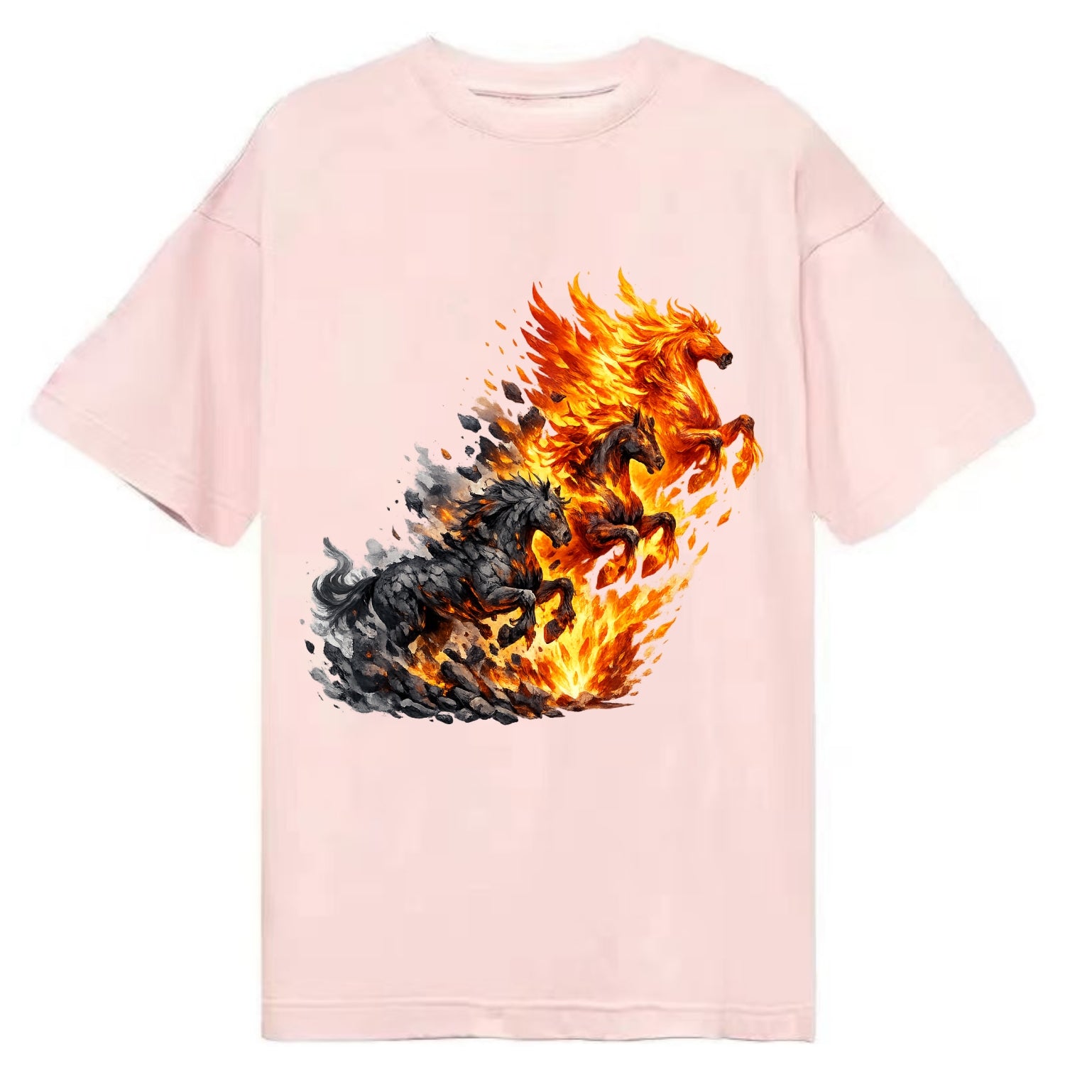 INFERNO STALLION | Horse made entirely of living flames | Blazing mane and tail | - Classic T-shirt - Pink