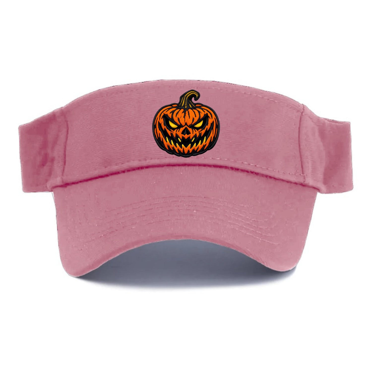 HALLOWEEN PUMPKIN - jack o lantern in orange and black , spooky - Visor - Pink