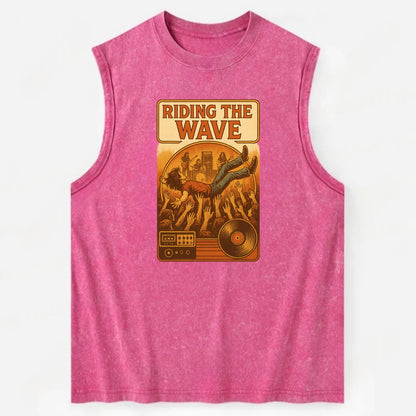 Crowd surfing at packed concert - "Riding the Wave" - concert energy - Vintage Washed Tank - Pink