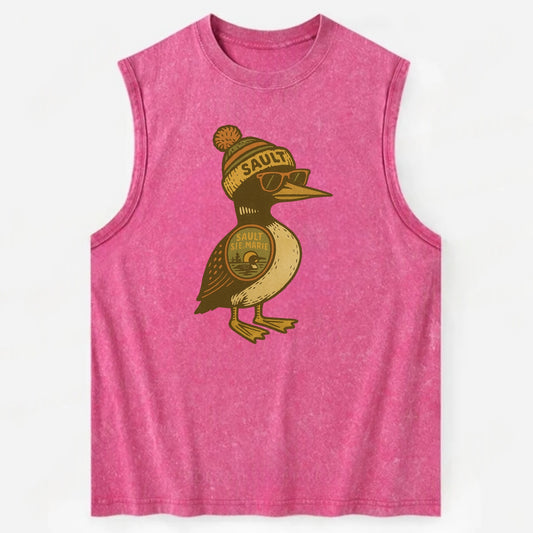 Sault Ste Marie Loon wearing Sault beani - Vintage Washed Tank - Pink