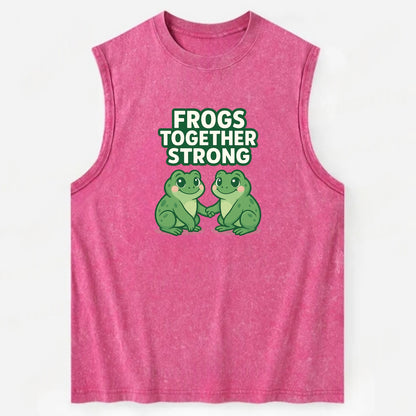 Frogs Together Strong 2 - Vintage Washed Tank - Pink