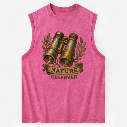 Binoculars for birdwatching - nature observer - Vintage Washed Tank - Pink