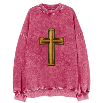 Latin Cross - Vintage Sweatshirt - Pink