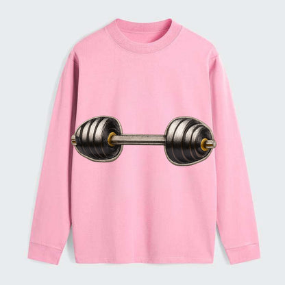 WEIGHTLIFTING BARBELL - heavy barbell with plates in silver and black , - Classic Long Sleeve Shirt - Pink