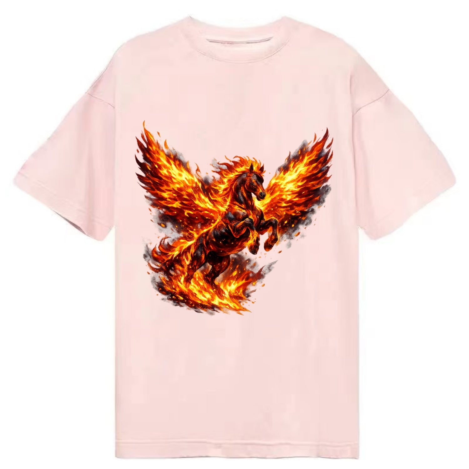 PHOENIX FIRE HORSE | Horse emerging from flames like phoenix | Rebirth - Classic T-shirt - Pink