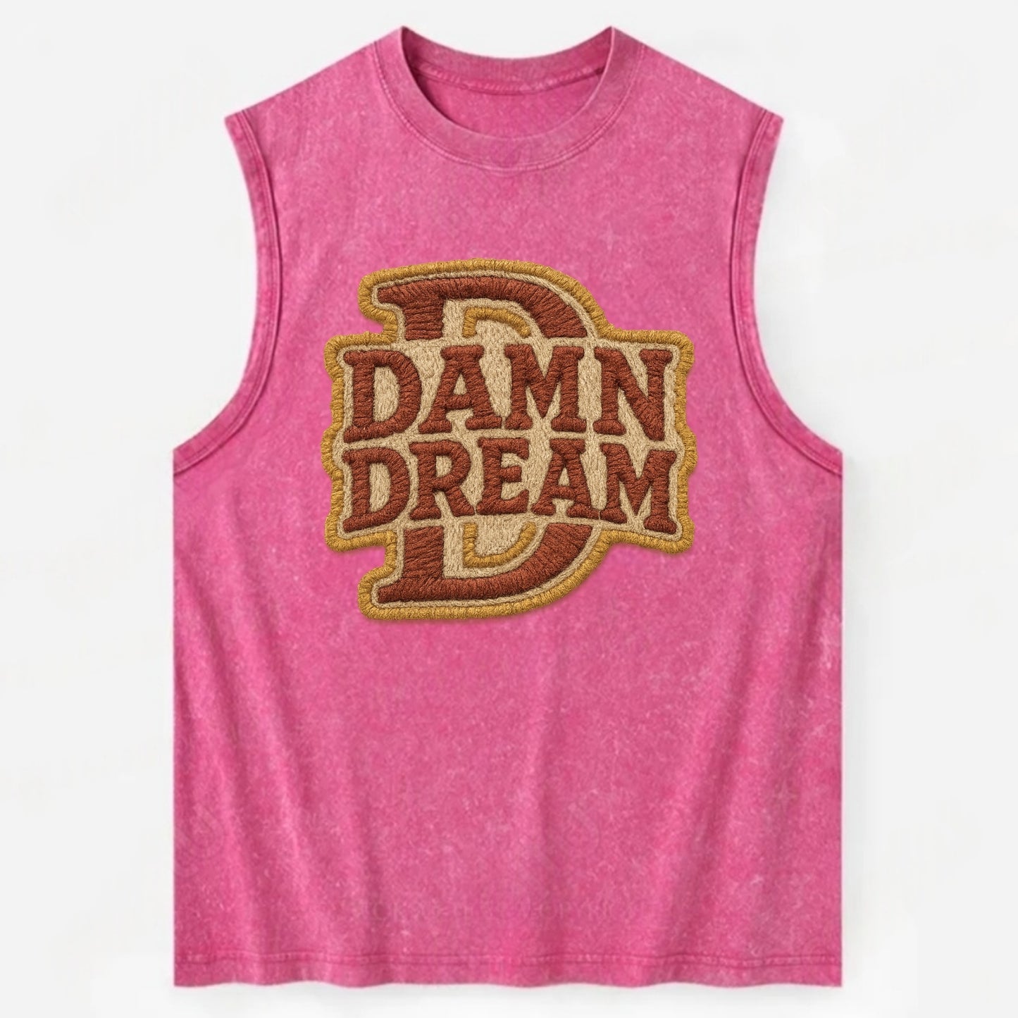 DAMN;DREAM BIG Motivational White Cap - Vintage Washed Tank - Pink