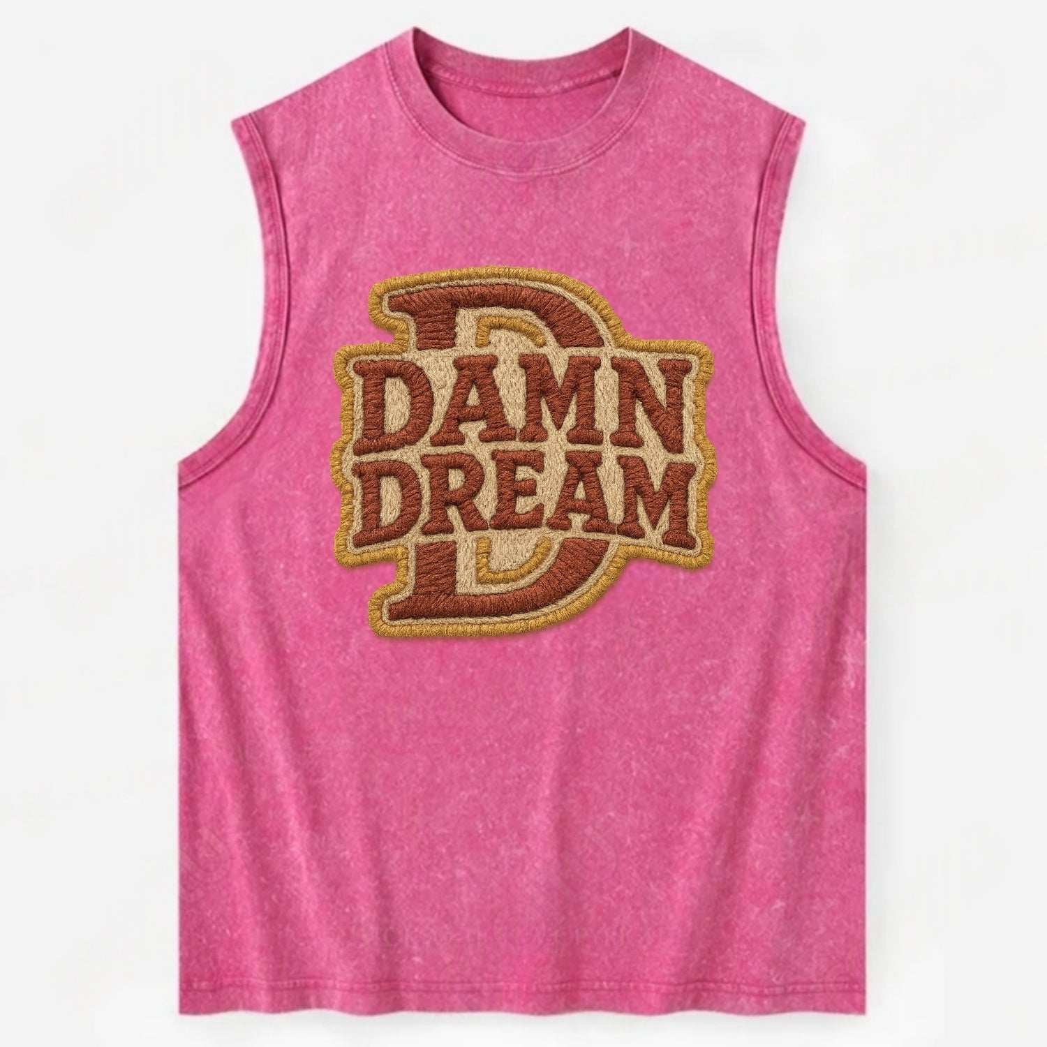 DAMN;DREAM BIG Motivational White Cap - Vintage Washed Tank - Pink