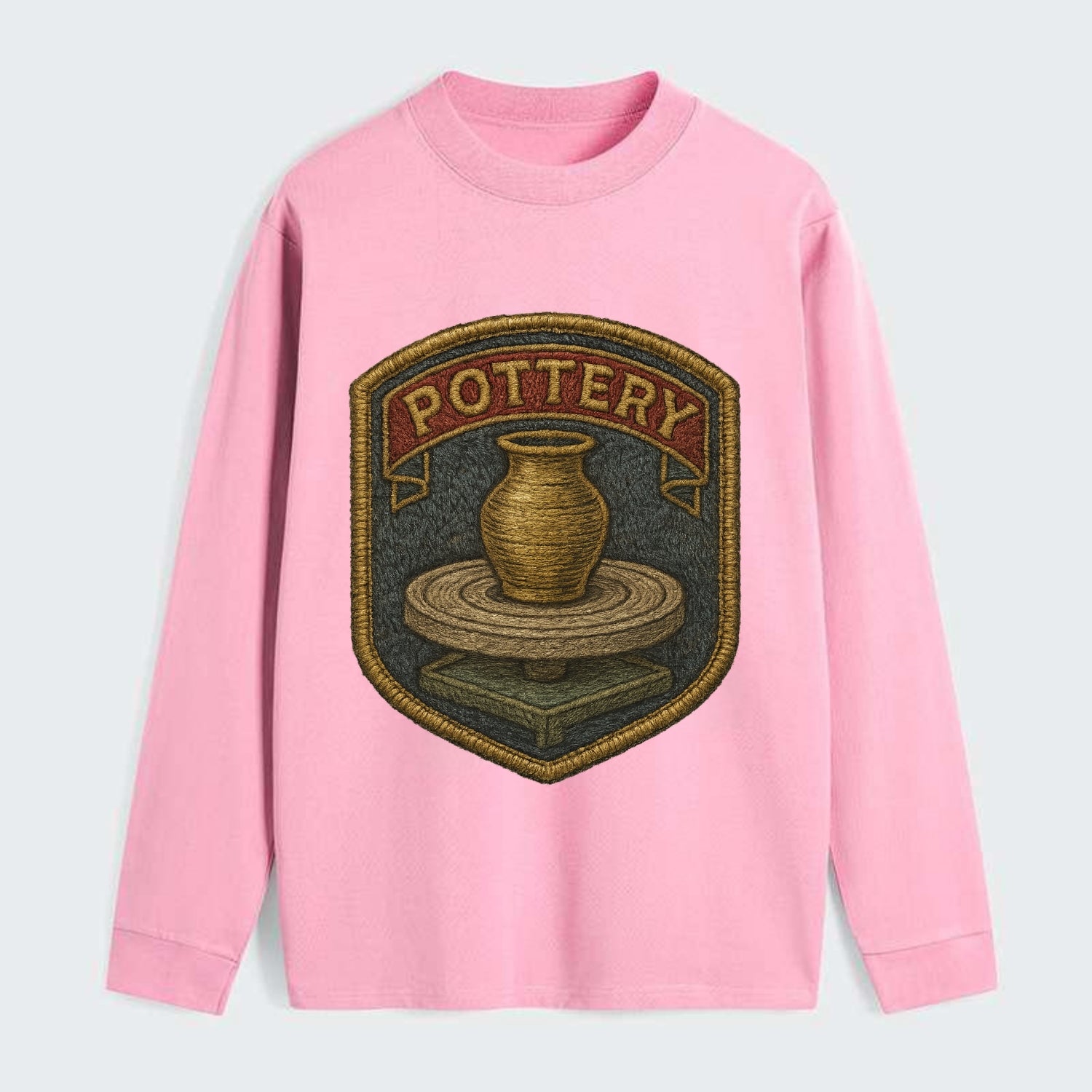 Pottery wheel with clay vessel - ceramicist symbol - Classic Long Sleeve Shirt - Pink