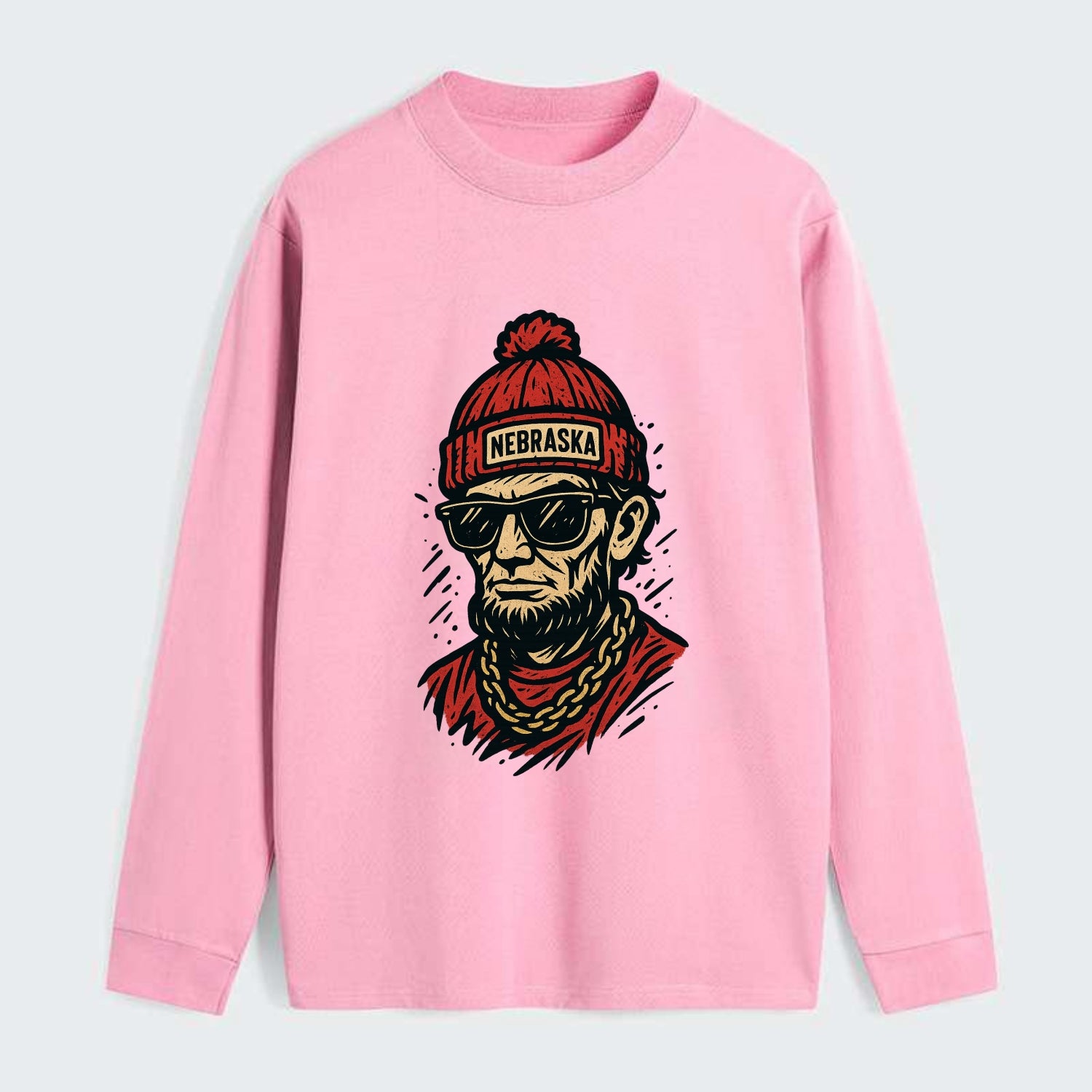 Lincoln Cornhusker wearing Nebraska bean - Classic Long Sleeve Shirt - Pink