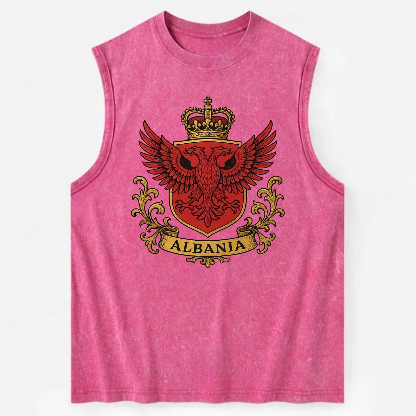 Albania Heritage Badge  - Vintage Washed Tank - Pink