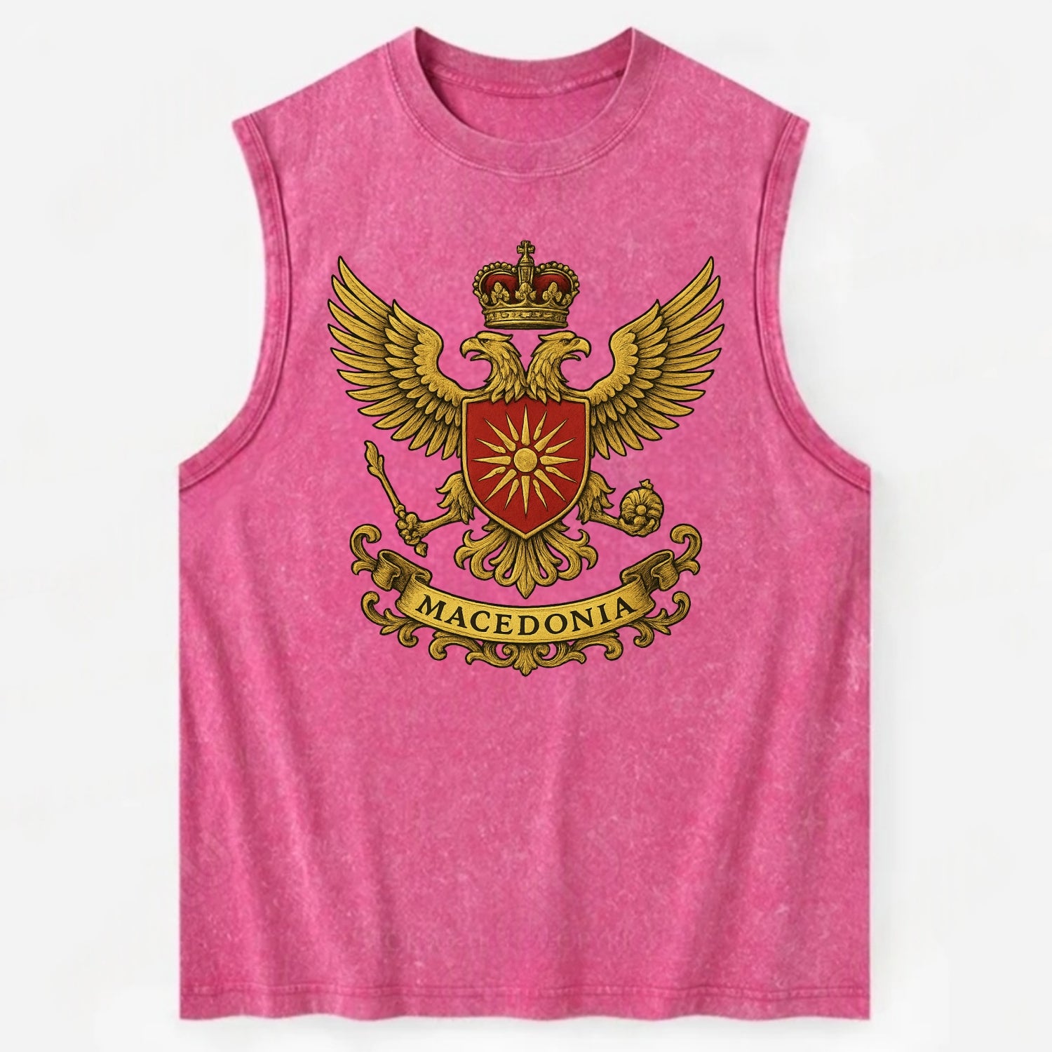 Macedonia Heritage Badge  - Vintage Washed Tank - Pink