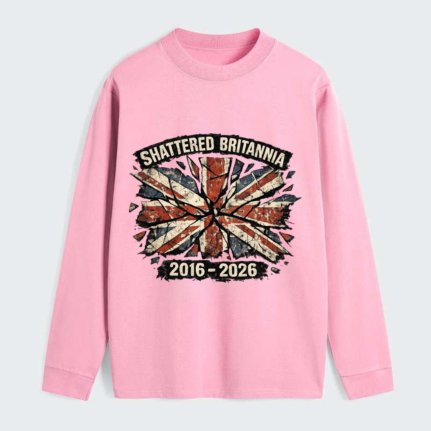 SHATTERED BRITANNIA | Cracked broken Union Jack | Fragmented glass - Classic Long Sleeve Shirt - Pink