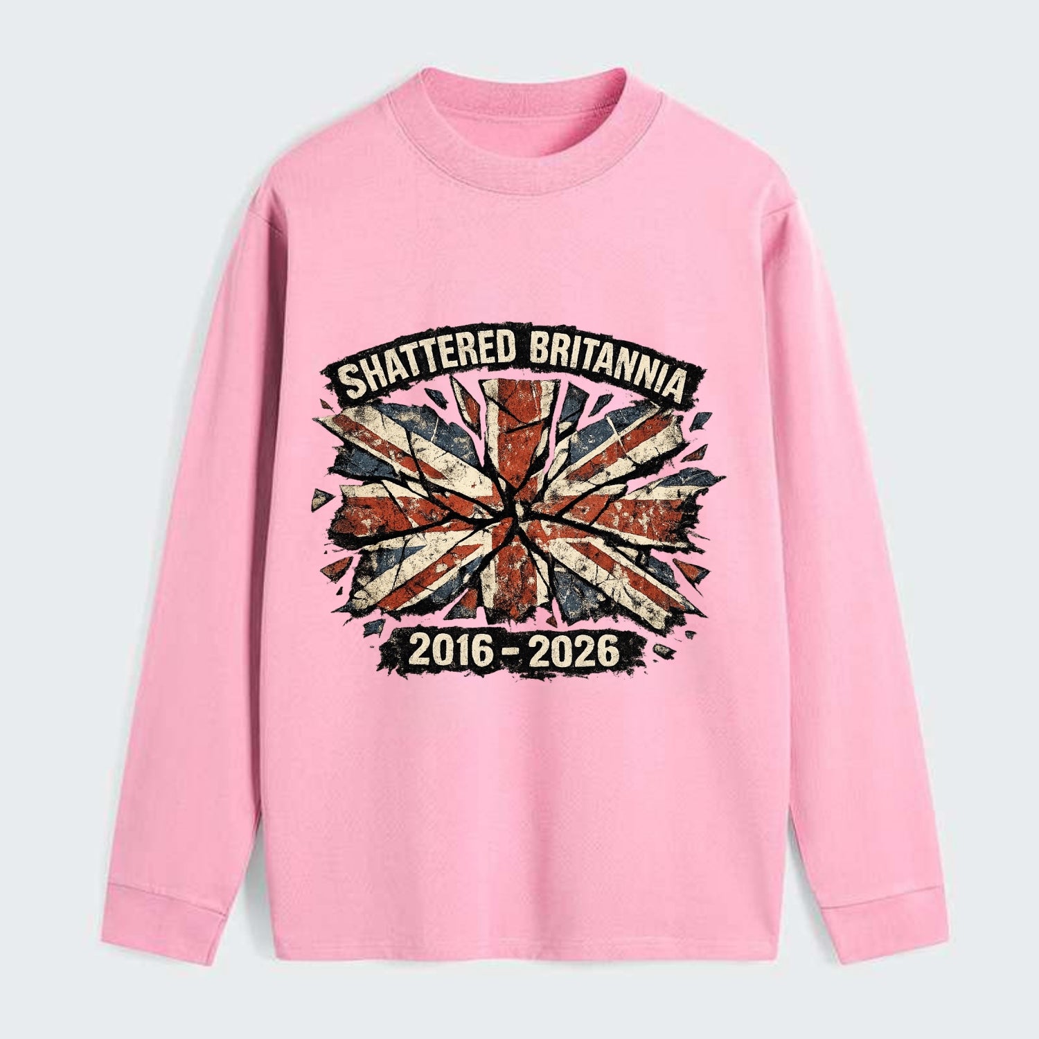 SHATTERED BRITANNIA | Cracked broken Union Jack | Fragmented glass - Classic Long Sleeve Shirt - Pink