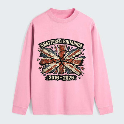 SHATTERED BRITANNIA | Cracked broken Union Jack | Fragmented glass - Classic Long Sleeve Shirt - Pink