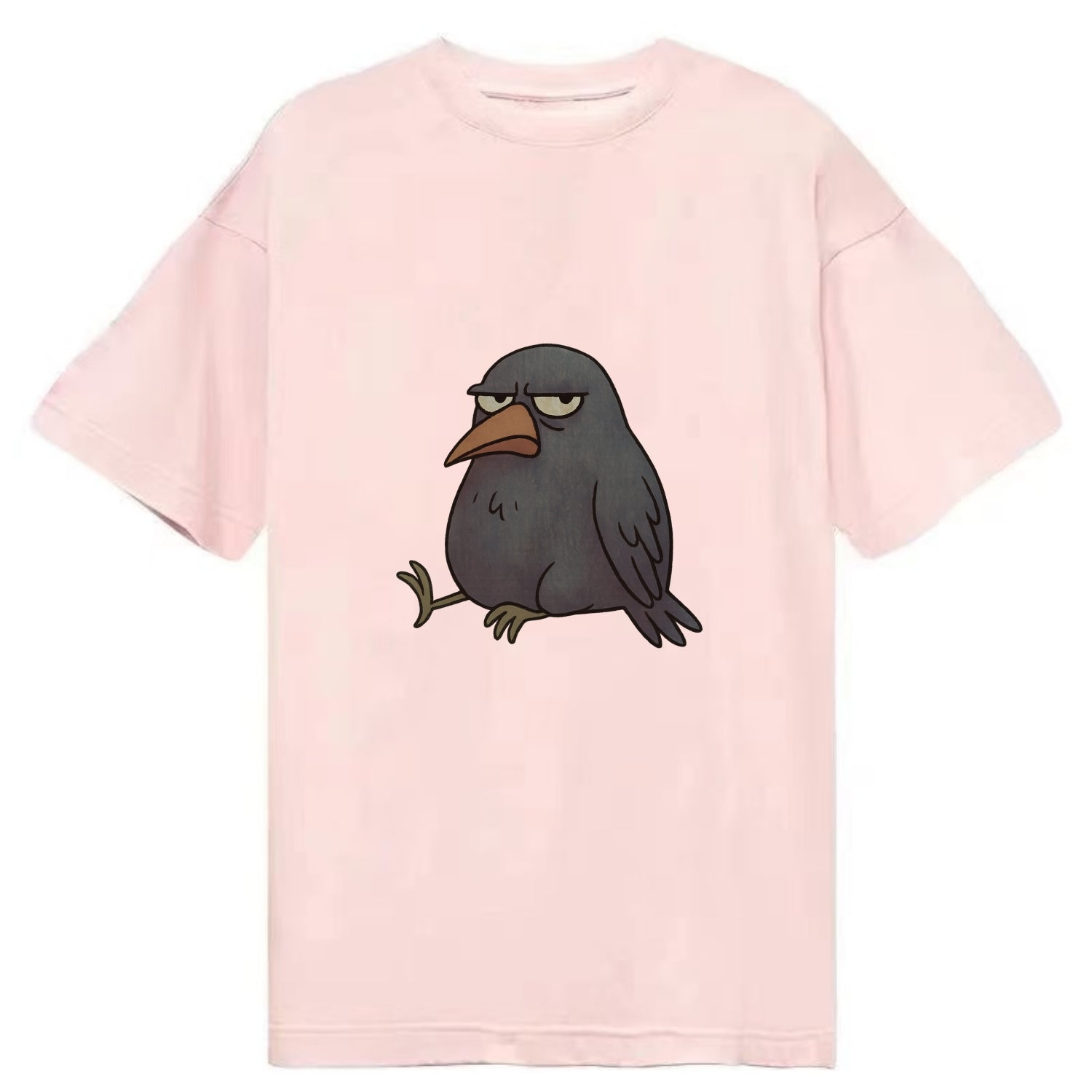 THE CROW JUDGES SILENTLY | Black crow with disapproving look - Classic T-shirt - Pink