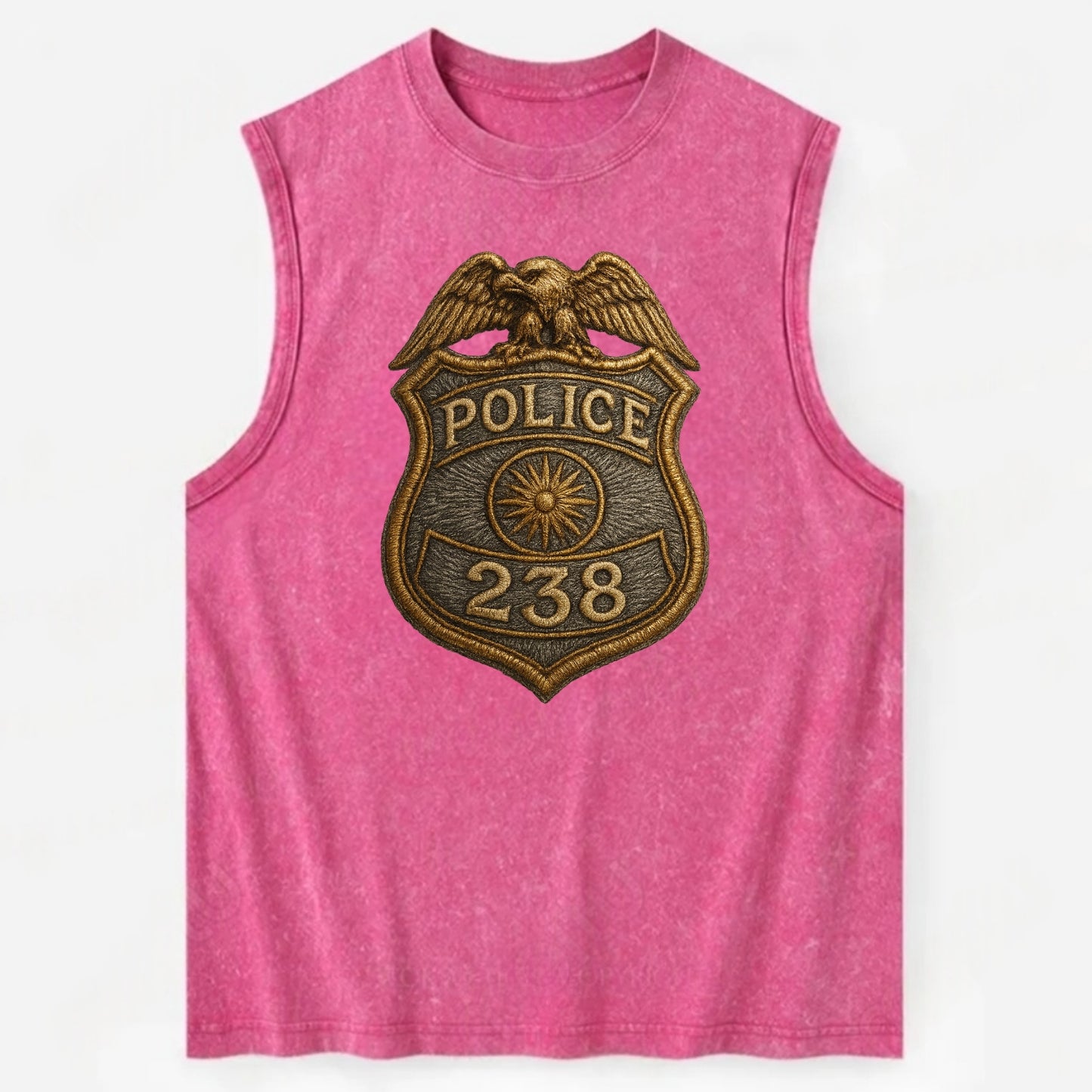 Police Badge  - Vintage Washed Tank - Pink