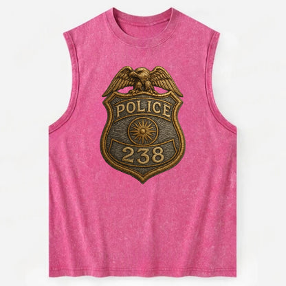 Police Badge  - Vintage Washed Tank - Pink