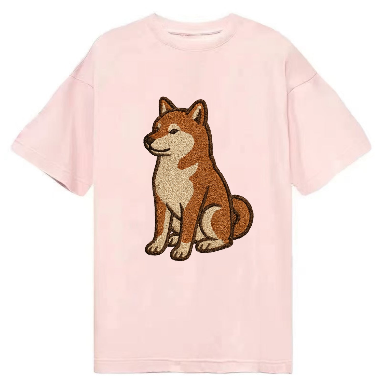 Shiba Inu - Red sesame embroidered sitti Classic T-shirt - Pink