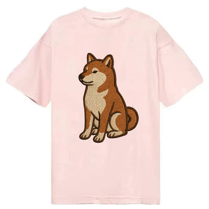 Shiba Inu - Red sesame embroidered sitti Classic T-shirt - Pink