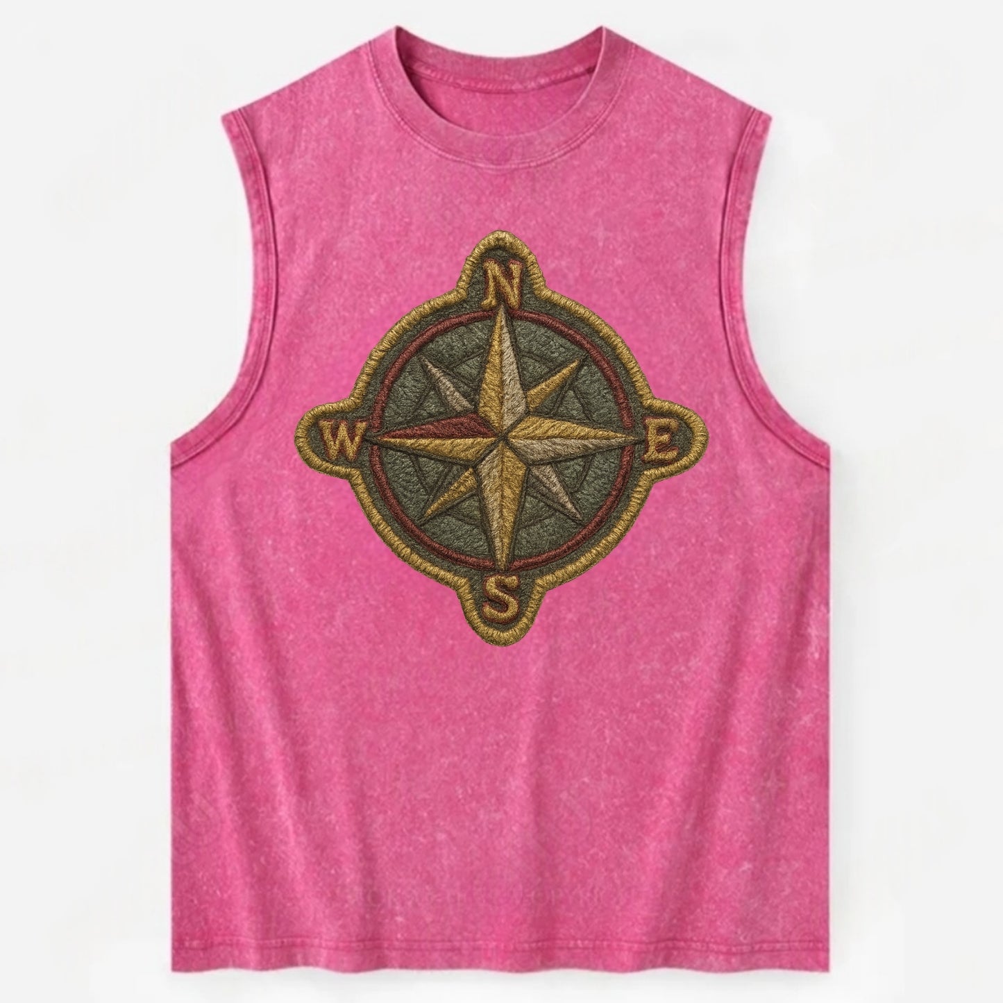 Compass rose with cardinal directions - explorer symbol - Vintage Washed Tank - Pink