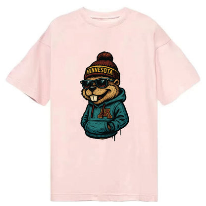 Minneapolis Gopher wearing Minnesota beanie with M patch - Classic T-shirt - Pink