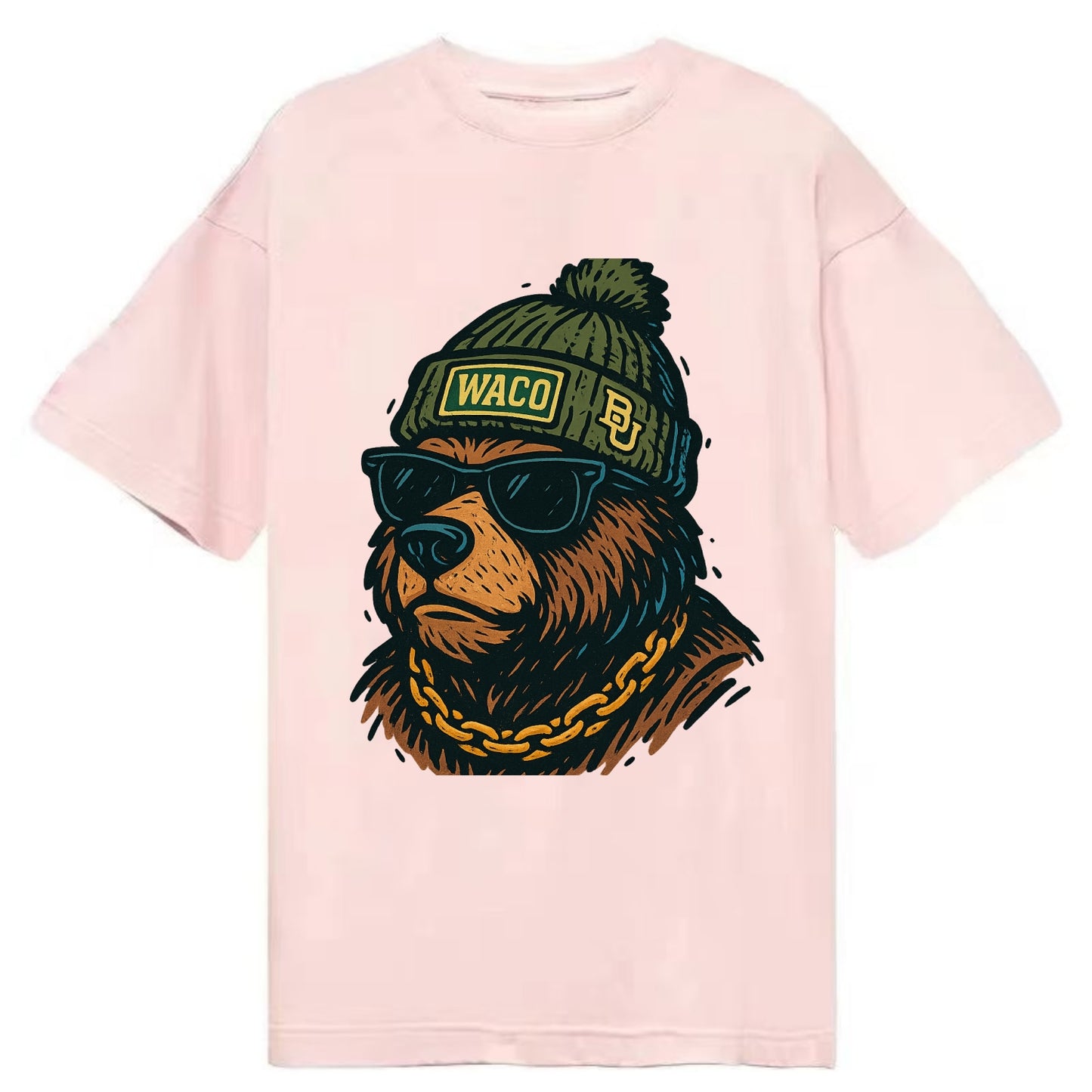 Waco Bear wearing Baylor beanie with BU patch - Classic T-shirt - Pink