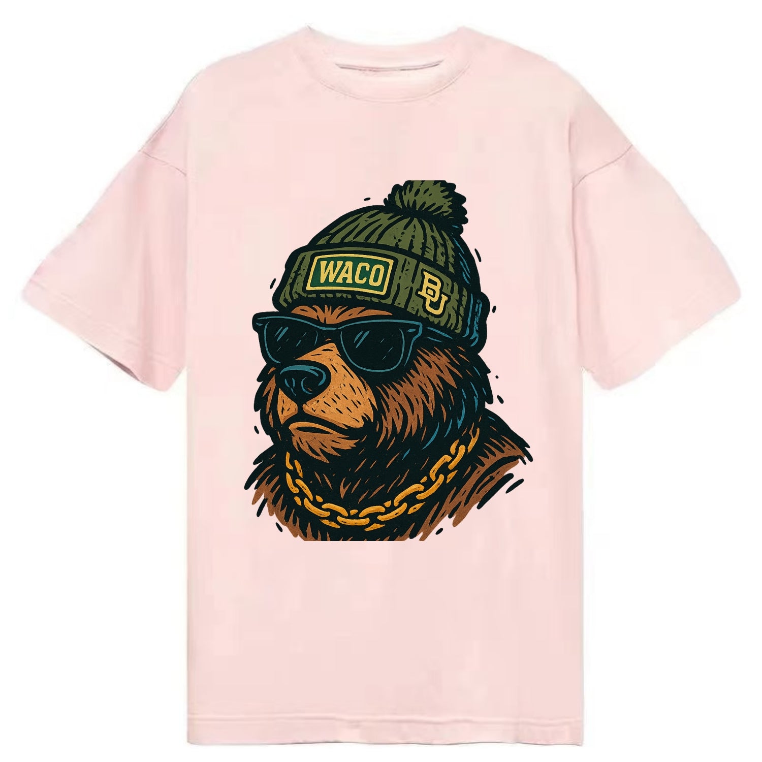 Waco Bear wearing Baylor beanie with BU patch - Classic T-shirt - Pink