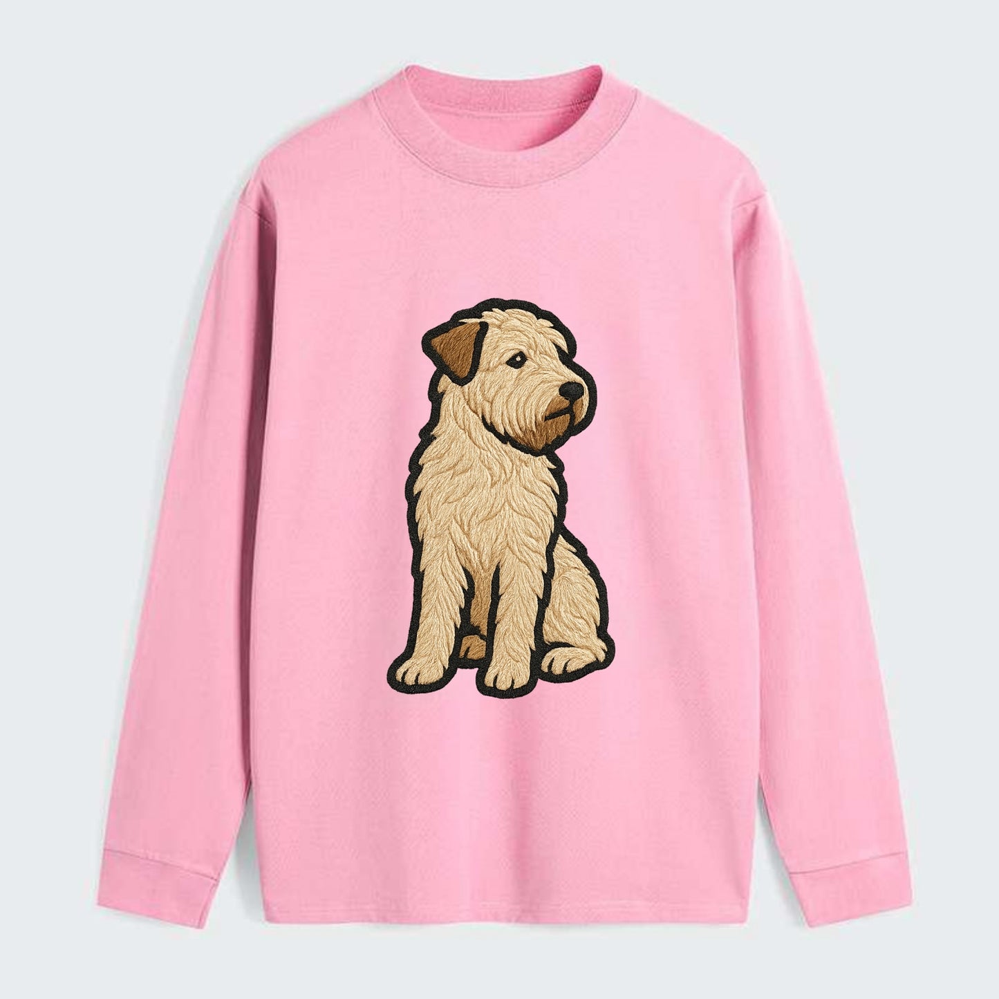 Soft Coated Wheaten Terrier - Light tan flowing coat embroidered pose - Classic Long Sleeve Shirt - Pink