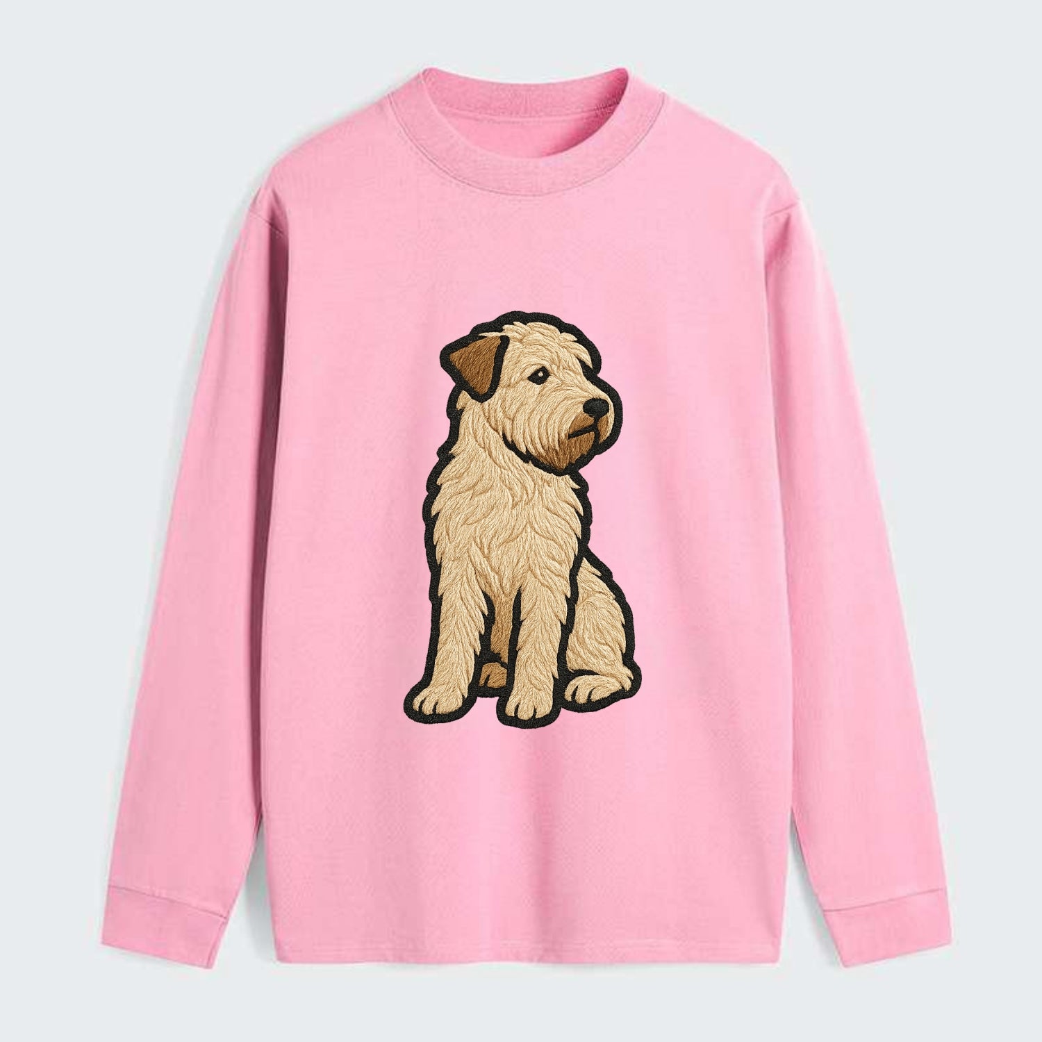 Soft Coated Wheaten Terrier - Light tan flowing coat embroidered pose - Classic Long Sleeve Shirt - Pink